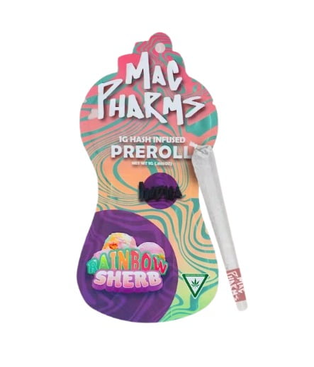 Mac Pharms Rainbow Sherb 1G Pre-Roll Infused - Mac Oil Carts